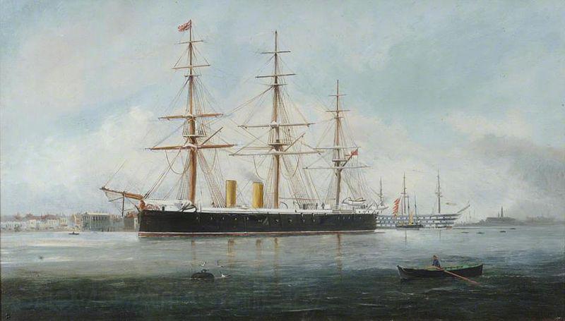 Henry J Morgan HMS 'Hercules' Norge oil painting art